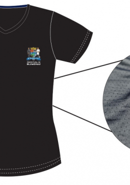 Baby Look Fem Dry Furadinho Preto - C/APLIQUE Prefeitura Blumenau