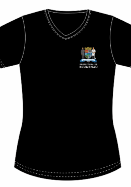 Baby Look Preta - C/ Aplique  Prefeitura de Blumenau