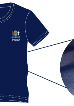 Camiseta Unissex Marinho Dry Liso - C/aplique Prefeitura Blumenau