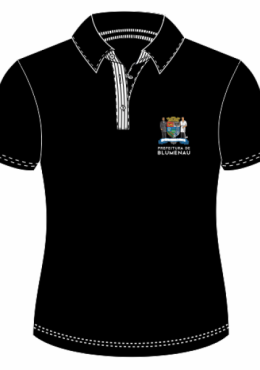 Polo Feminina Preta - C/ Aplique Prefeitura de Blumenau