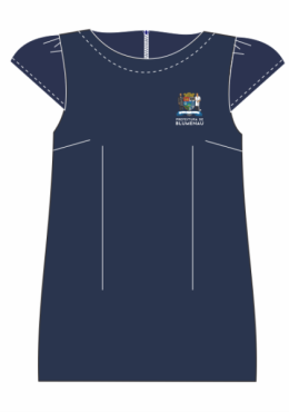 Vestido Social Marinho com Mangas - C/ APLIQUE Prefeitura de Blumenau