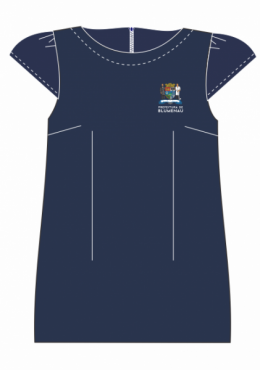 Vestido Social Marinho com Mangas - C/BORDADO Prefeitura de Blumenau 