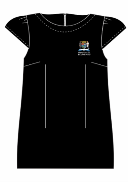 Vestido Social Preto com Mangas - C/bordado Prefeitura de Blumenau