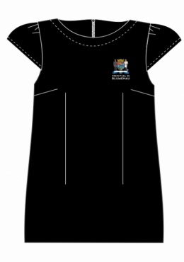 Vestido Social Preto com Mangas - C/BORDADO Prefeitura de Blumenau 